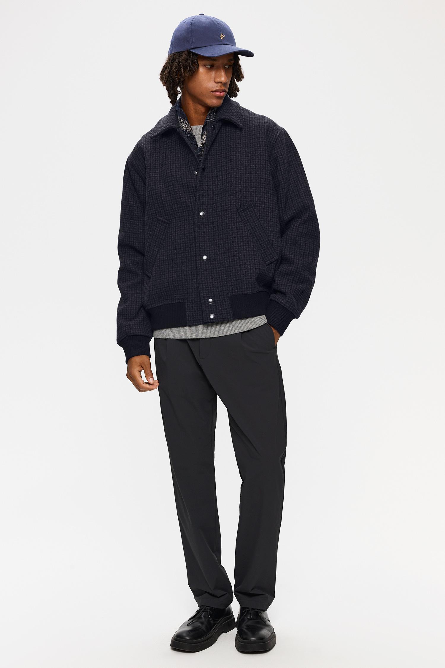 Elvine Narian Woll Jacken Grey Check Herren Wolljacke grau